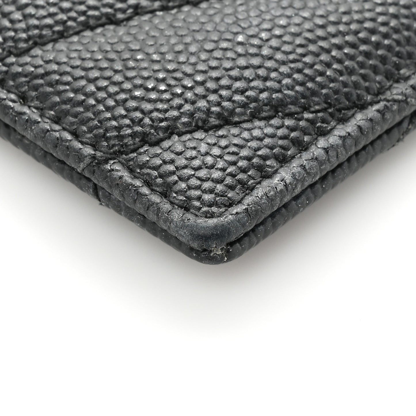 Grain De Poudre Matelasse Chevron Monogram Credit Card Case Black