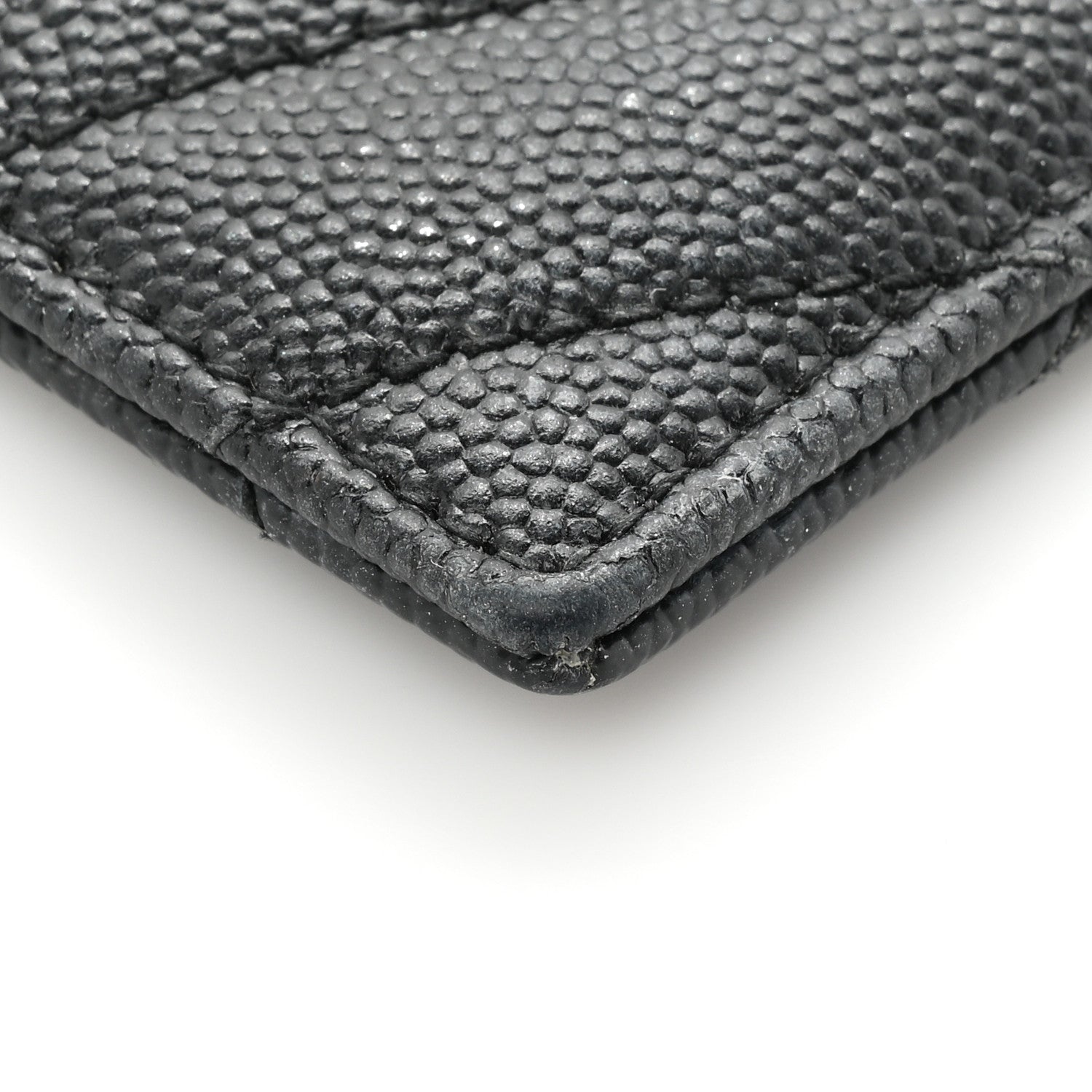 Saint Laurent Grain De Poudre Matelasse Chevron Monogram Credit Card Case Black 13 of 16