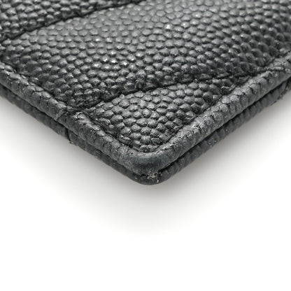 Saint Laurent Grain De Poudre Matelasse Chevron Monogram Credit Card Case Black 13 of 16