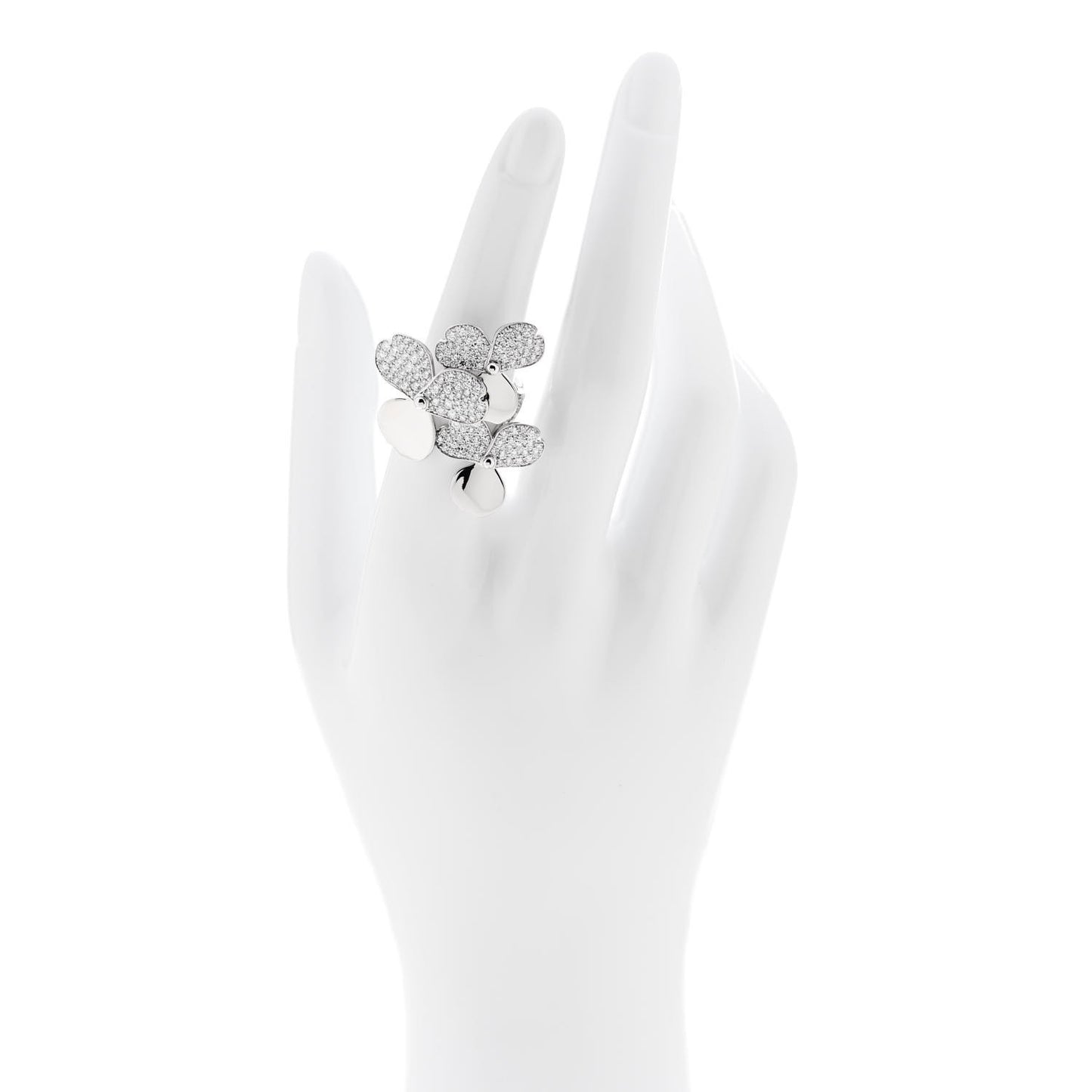 Platinum Diamond Paper Flowers Cluster Ring 52 6