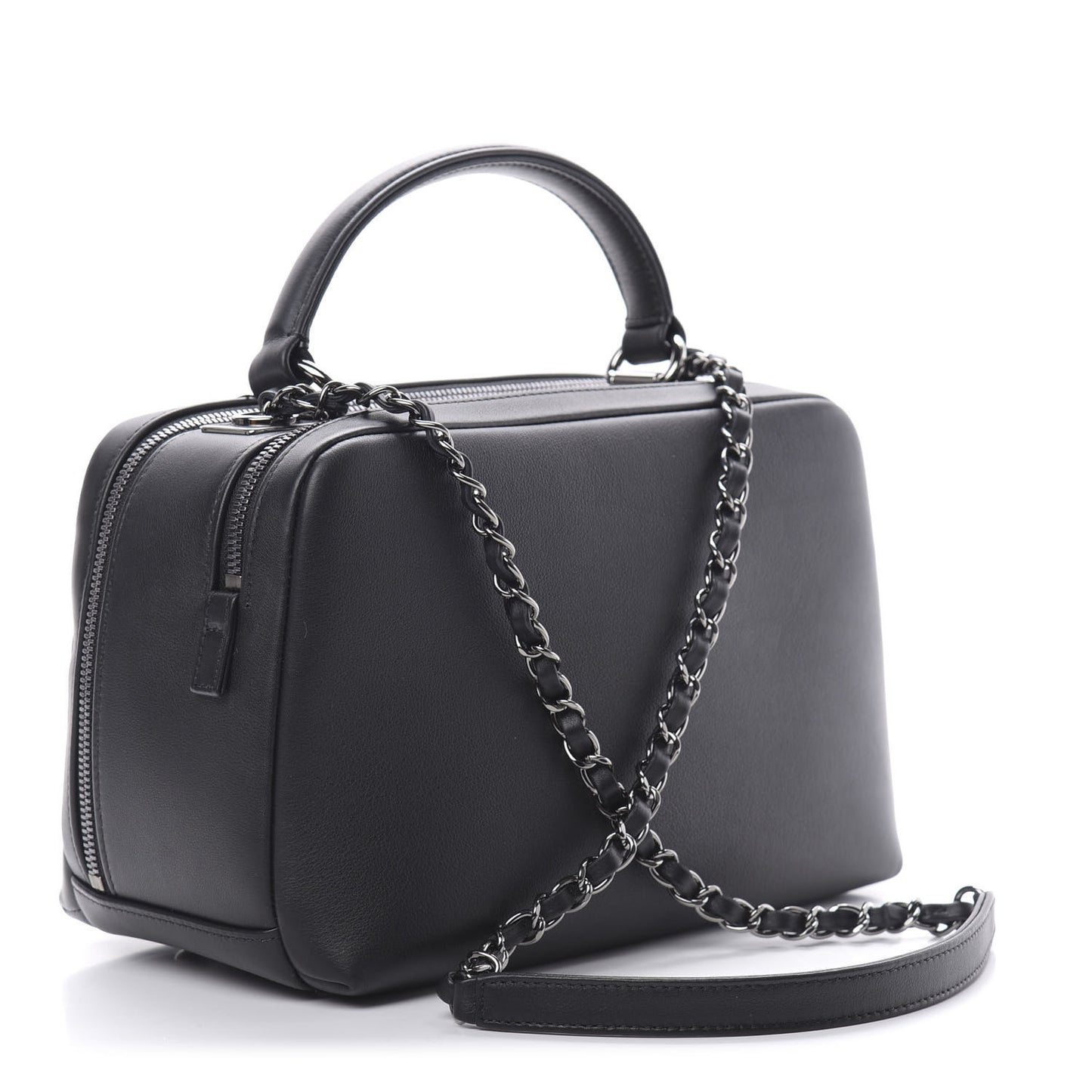 Calfskin Small Trendy CC Bowling Bag Black