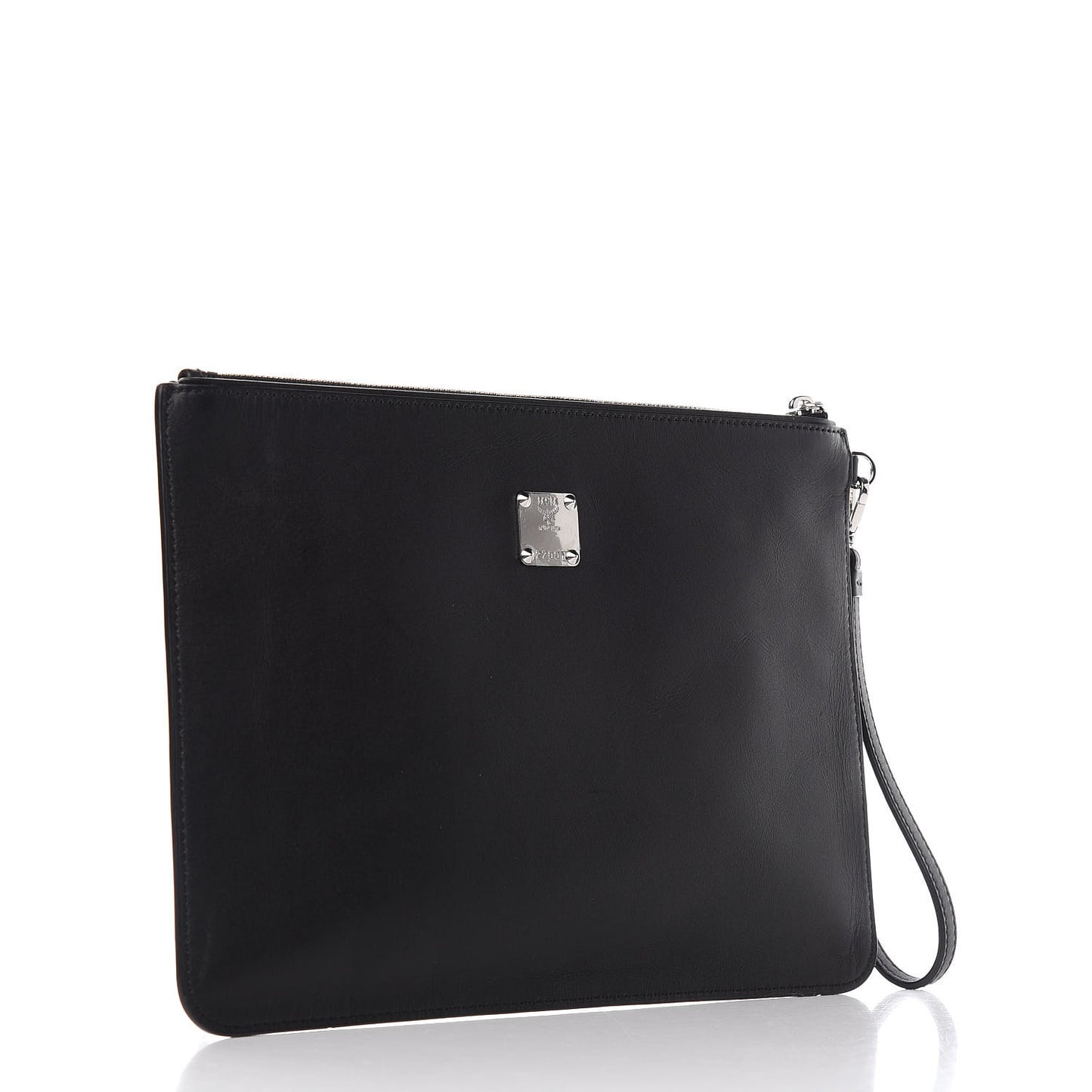 Calfskin Pop Rabbit Wristlet Zip Pouch Black