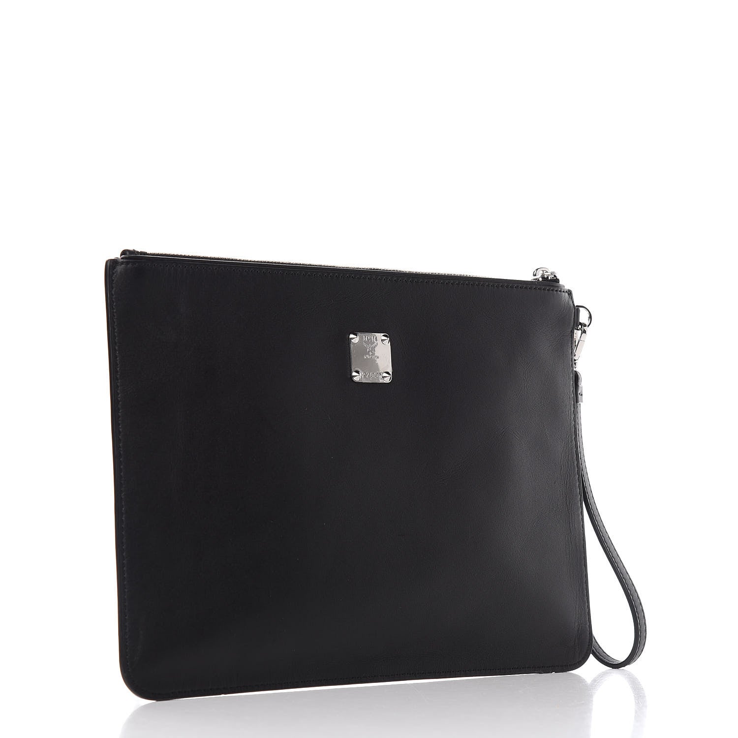 MCM Calfskin Pop Rabbit Wristlet Zip Pouch Black 3 of 10