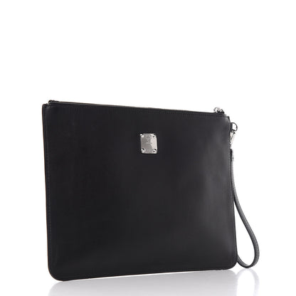 MCM Calfskin Pop Rabbit Wristlet Zip Pouch Black 3 of 10