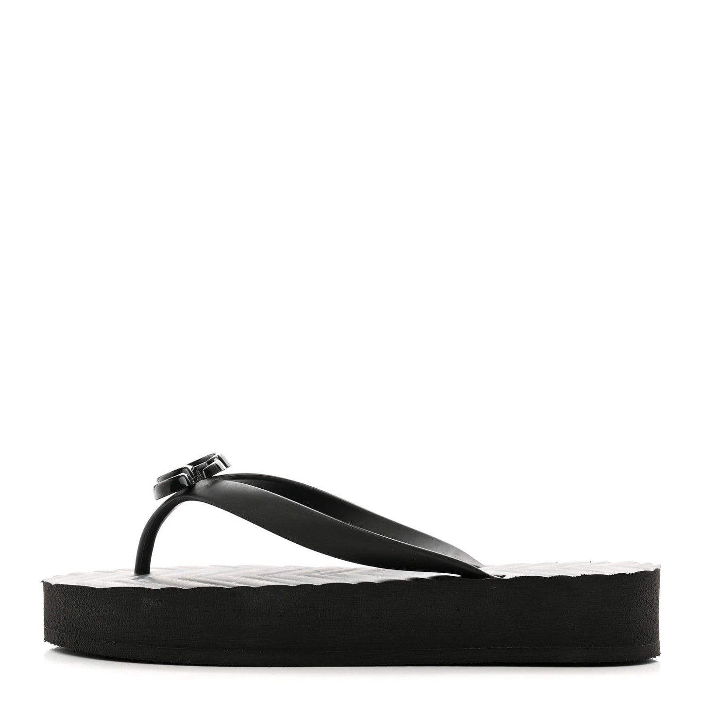 Rubber Chevron Womens GG Thong Sandals 36 Black