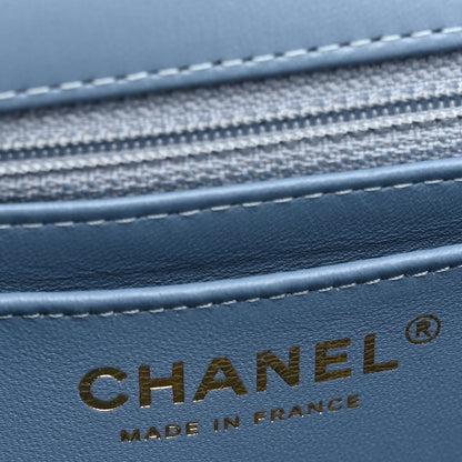 Chanel Printed Denim Quilted Mini Rectangular Flap Light Blue 6 of 11
