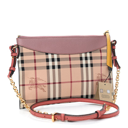 Burberry Haymarket Check Peyton Crossbody Clutch Bag Dusty Pink 3 of 8