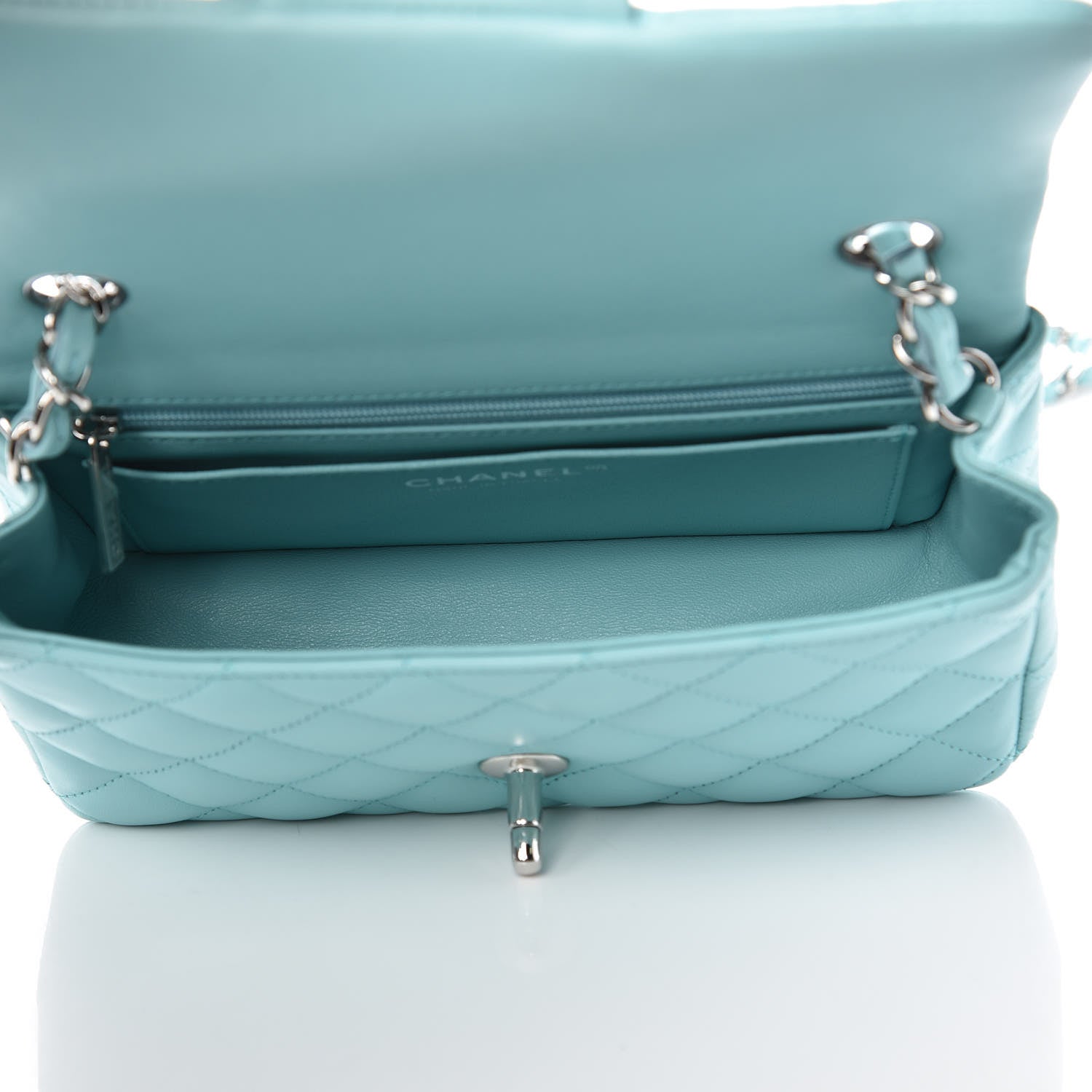 Chanel Lambskin Quilted Mini Rectangular Flap Light Blue 5 of 8