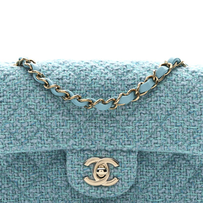 Chanel Wool Tweed Quilted Mini Rectangular Flap Turquoise Light Blue 8 of 11