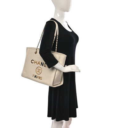 Chanel Aged Calfskin Small Charms Deauville Tote White 2 of 13