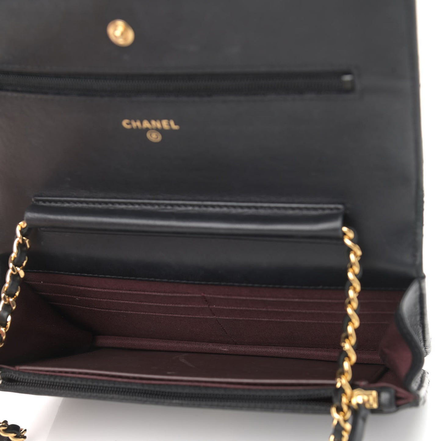 Lambskin Quilted Wallet On Chain WOC Black