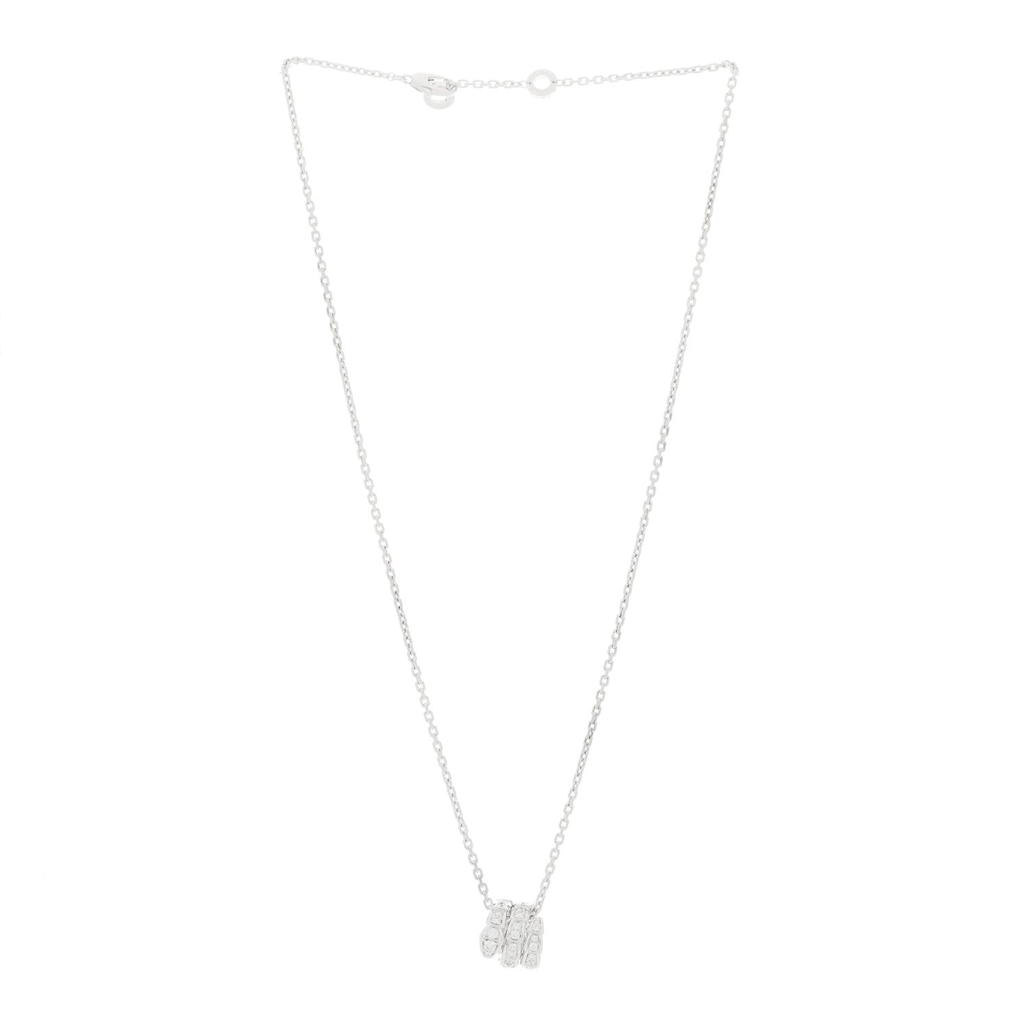 Bulgari 18K White Gold Diamond Serpenti Viper Pave Pendant Necklace 2 of 6