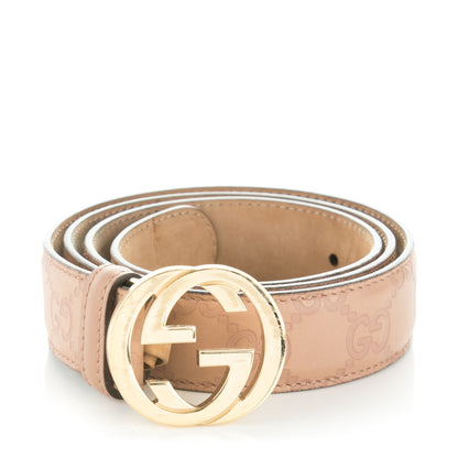 Gucci Guccissima Interlocking G Belt 85 34 Winter Rose 1 of 6