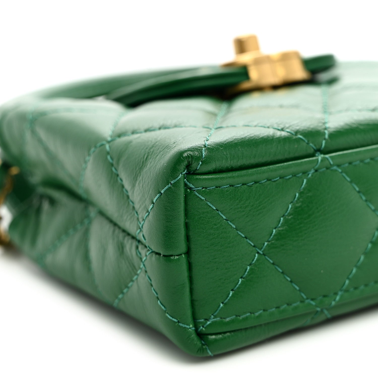 Chanel Shiny Aged Calfskin Quilted Mini Nano Kelly Shopper Green 8 of 9