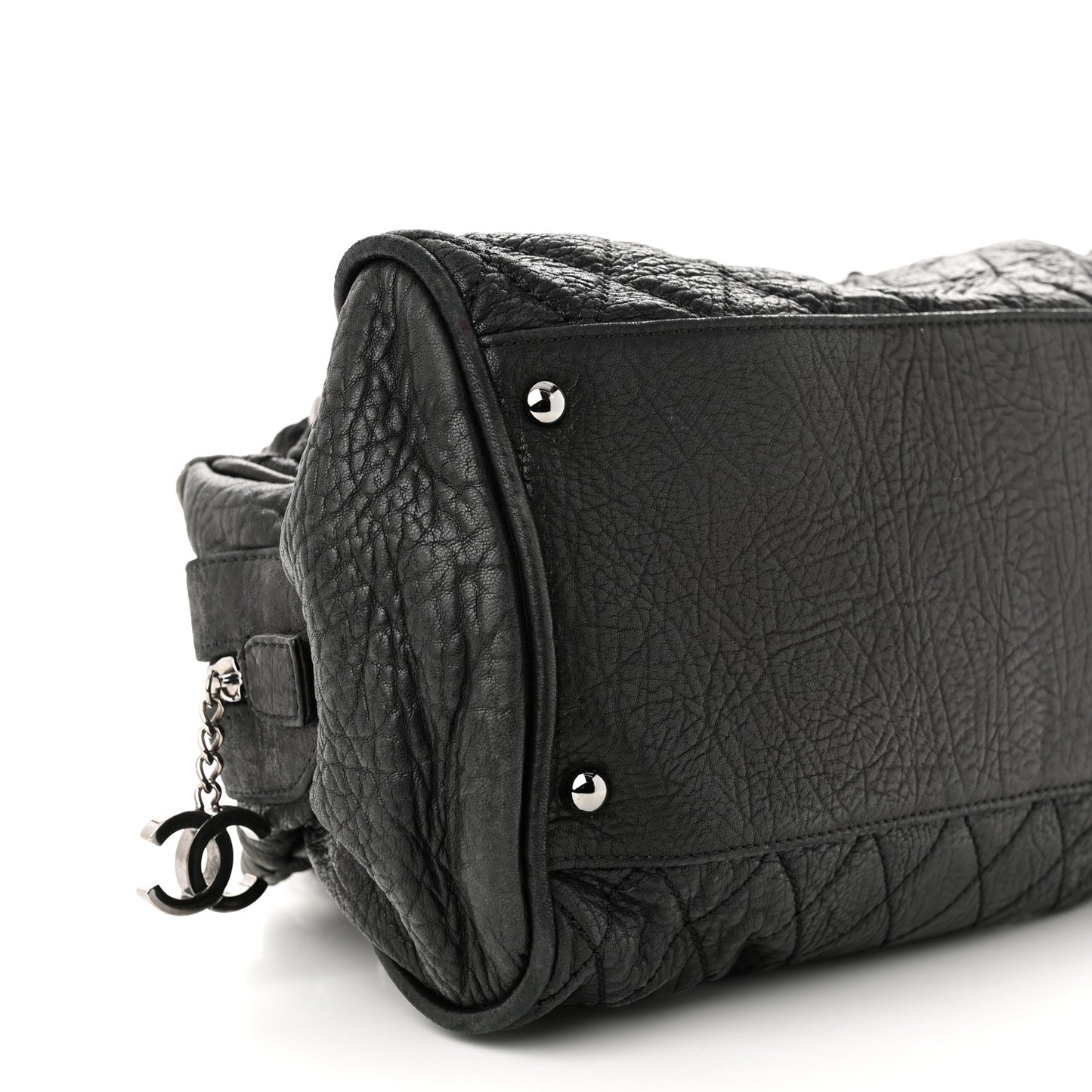 Distressed Lambskin Lady Braid Bowler Black