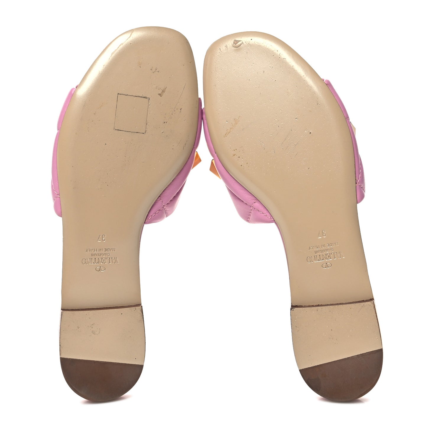 Nappa Roman Stud Flat Slide Sandals 37 Giacinto