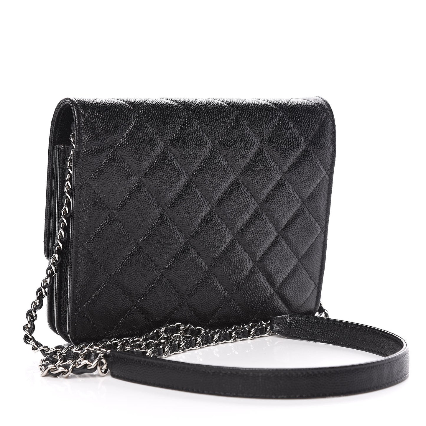 Caviar Quilted Square Wallet On Chain WOC Black