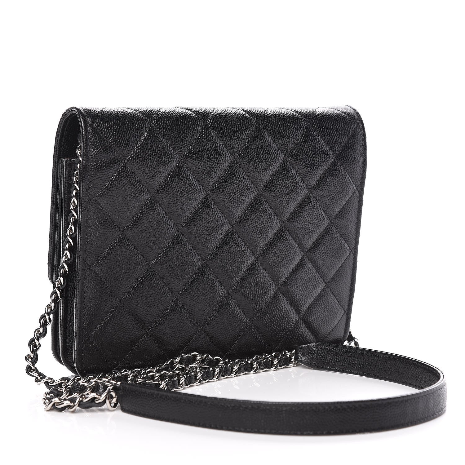 Chanel Caviar Quilted Square Wallet On Chain WOC Black 3 of 11