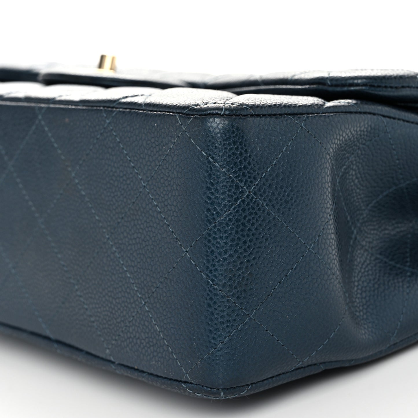 Metallic Caviar Quilted Jumbo Double Flap Dark Blue