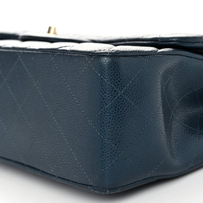 Chanel Metallic Caviar Quilted Jumbo Double Flap Dark Blue 9 of 10