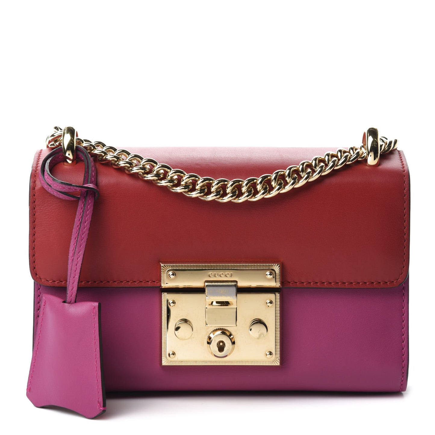 Calfskin Small Padlock Shoulder Bag New Rosette Hibiscus Red