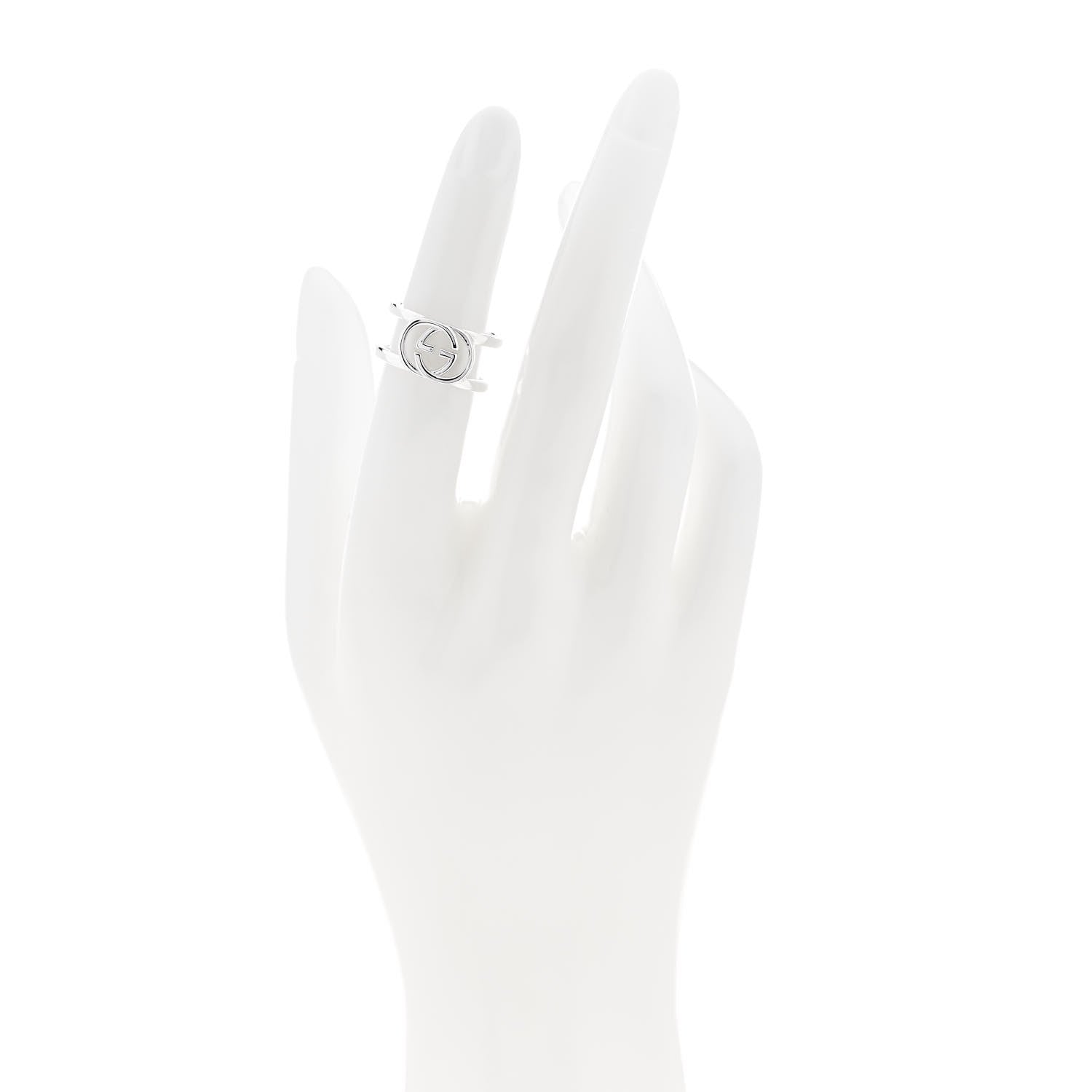 Gucci Sterling Silver 9mm Interlocking G Open Band Ring 50 5.5 2 of 4