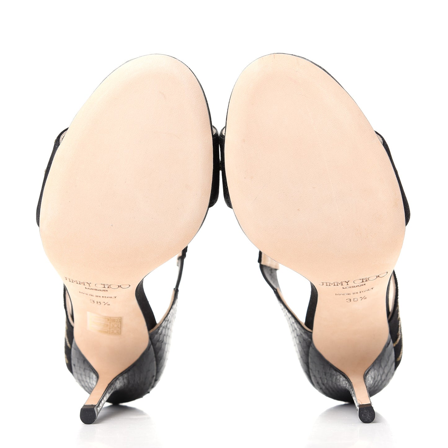 Sequins Elaphe Degrade Tallow Ankle Heels 38.5 Black Gold