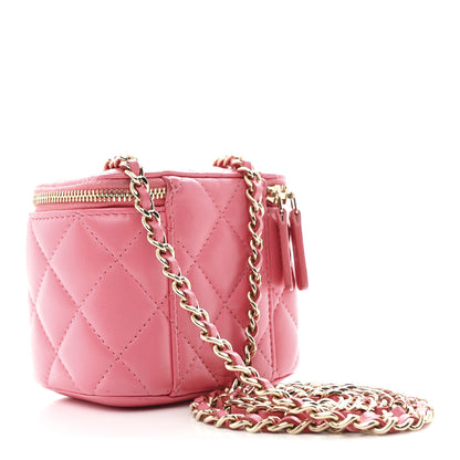 Chanel Lambskin Quilted Pearl Crush Mini Vanity Case With Chain Dark Pink 3 of 11