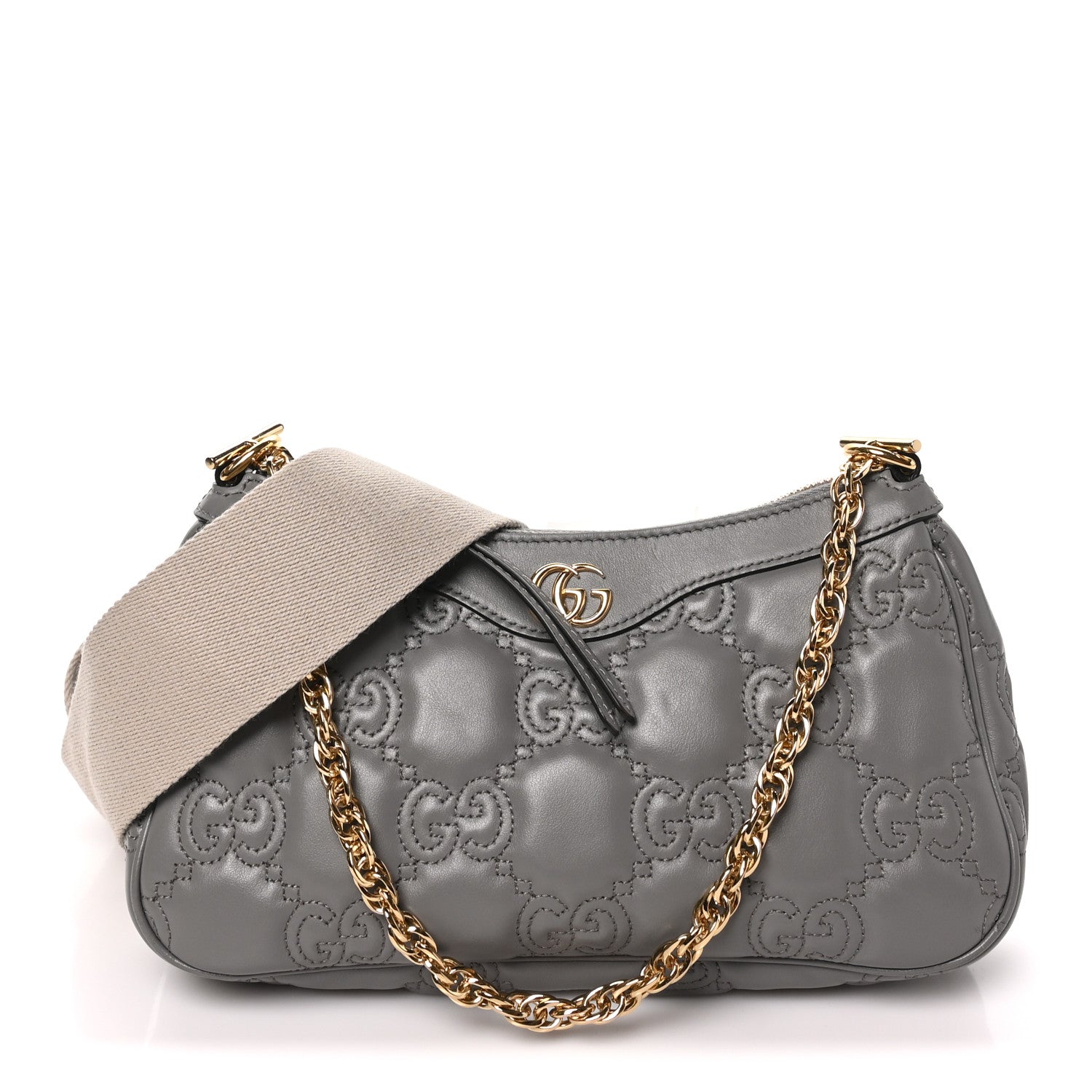 Gucci Calfskin GG Matelasse Chain Handbag Dusty Grey Natural 1 of 9