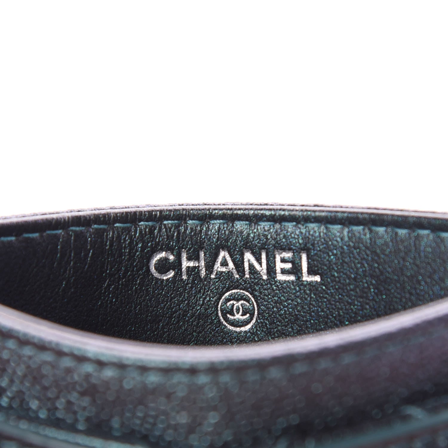 Chanel Iridescent Caviar Quilted Filigree Card Holder Dark Turquoise 5 of 8
