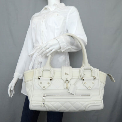 Burberry Leather Quilted Large Manor Tote White 2 of 12