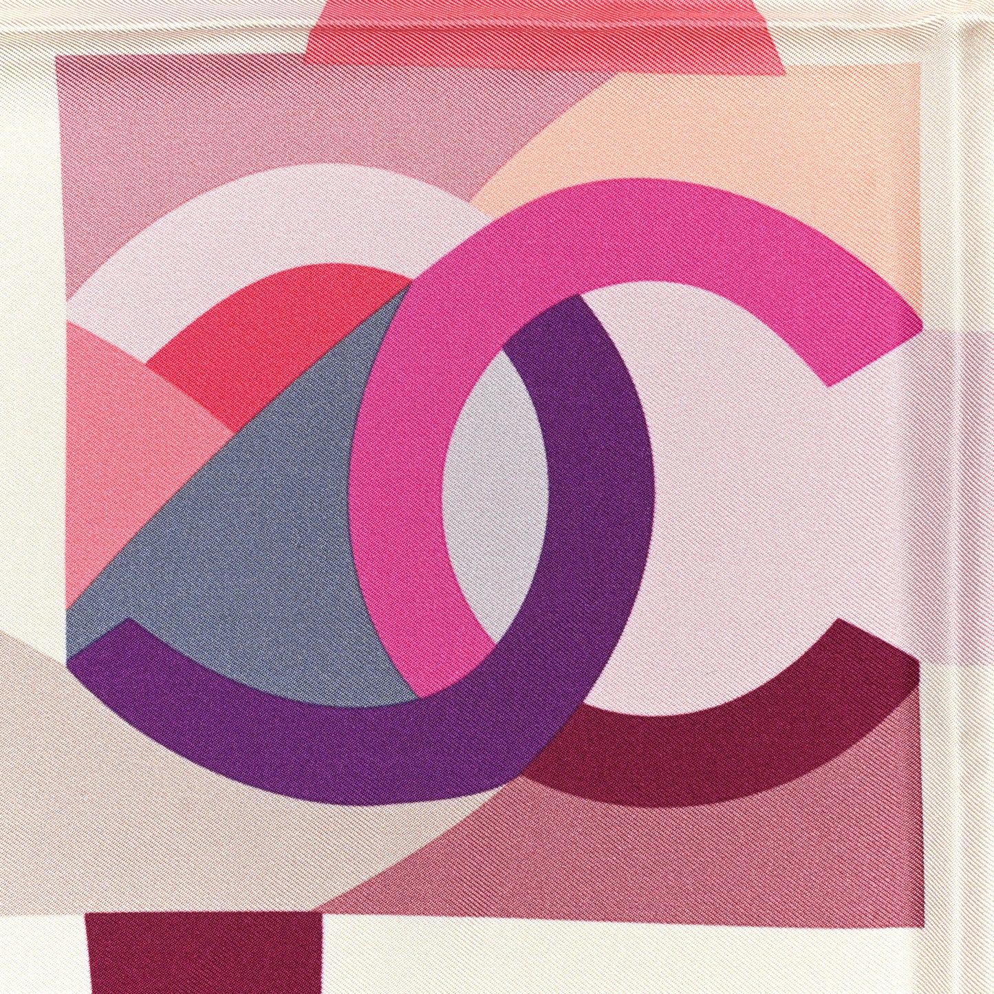 Silk CC Square Scarf Pink Purple Beige