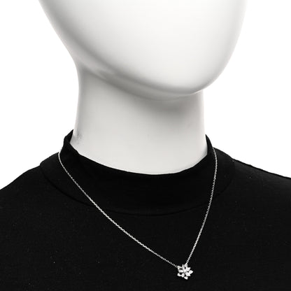Van Cleef & Arpels 18K White Gold Diamond Mini Lotus Pendant Necklace 2 of 6