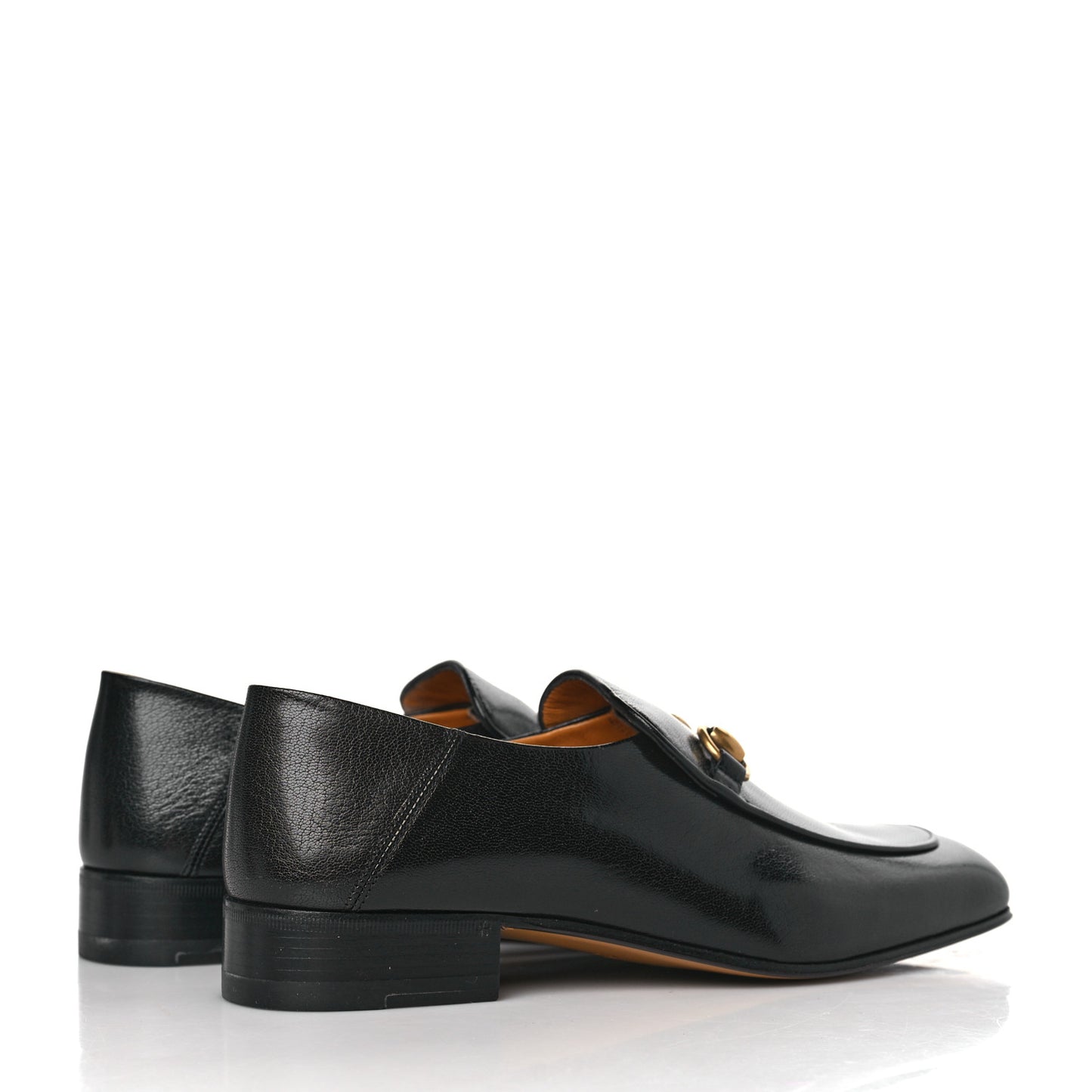 Goatskin Womens Horsebit Mid-Heel Loafers 38 Black