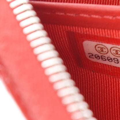 Chanel Patent Quilted Double Stitched Zip Around Wallet Red 8 of 11
