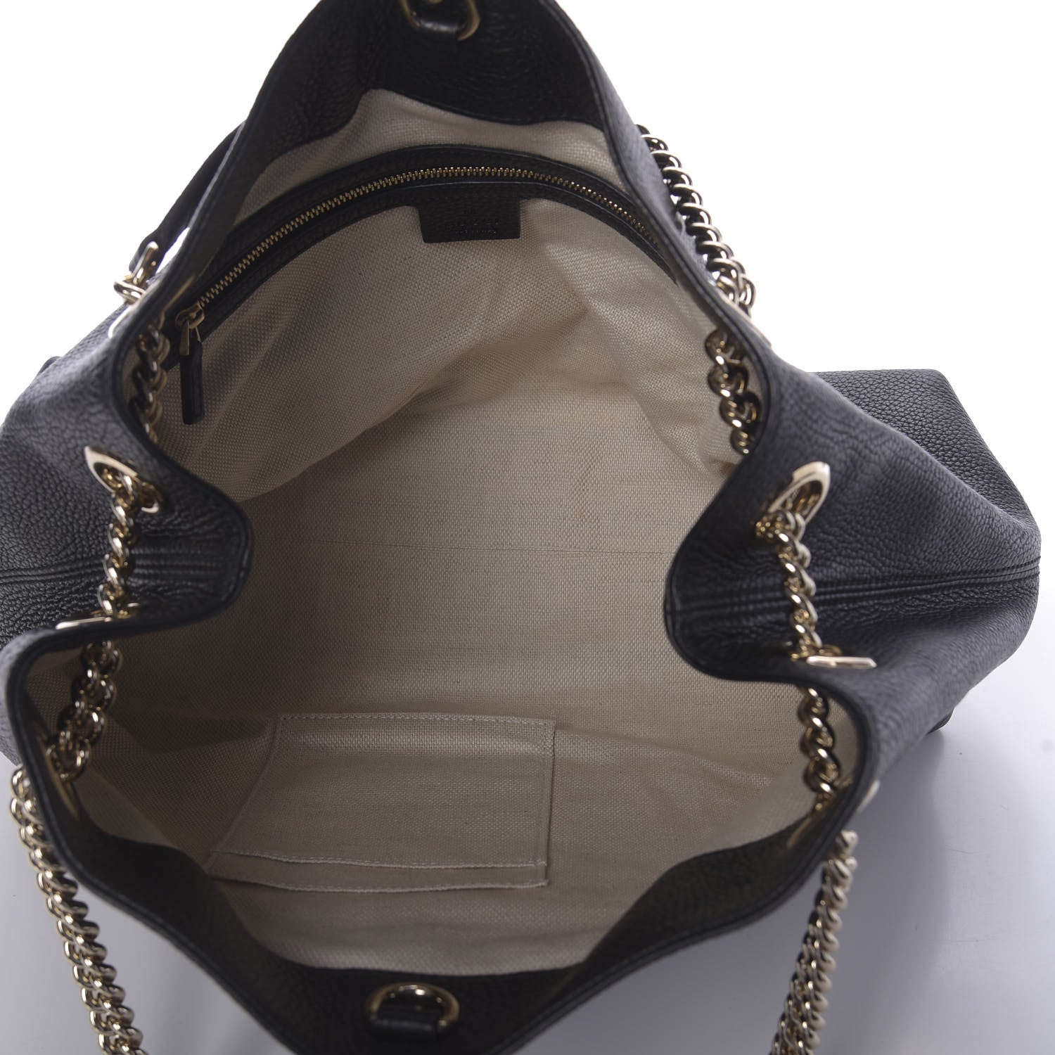 Gucci Pebbled Calfskin Medium Soho Chain Shoulder Bag Black 5 of 9