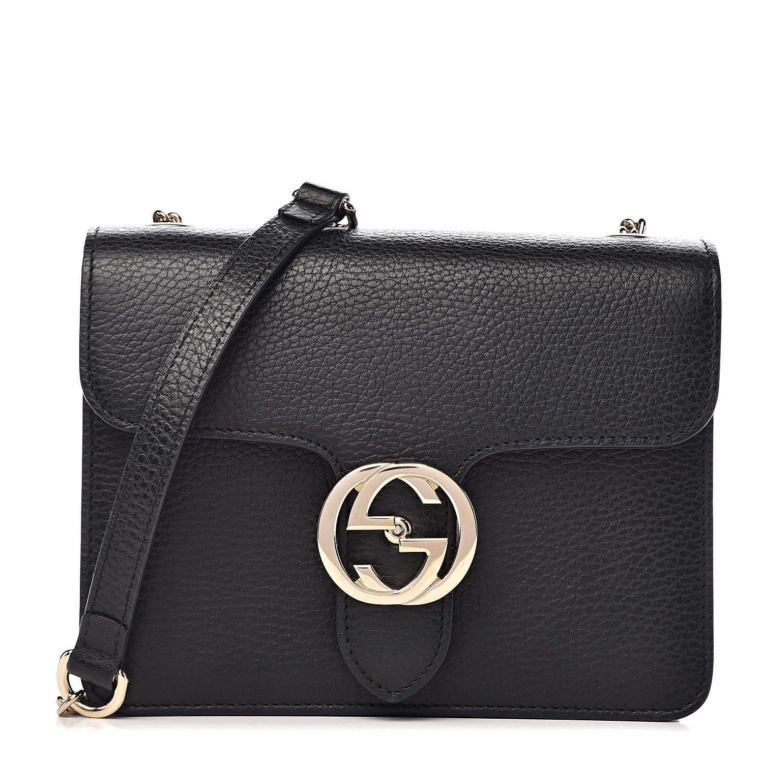 Gucci Dollar Calfskin Small Interlocking G Shoulder Bag Black 1 of 12