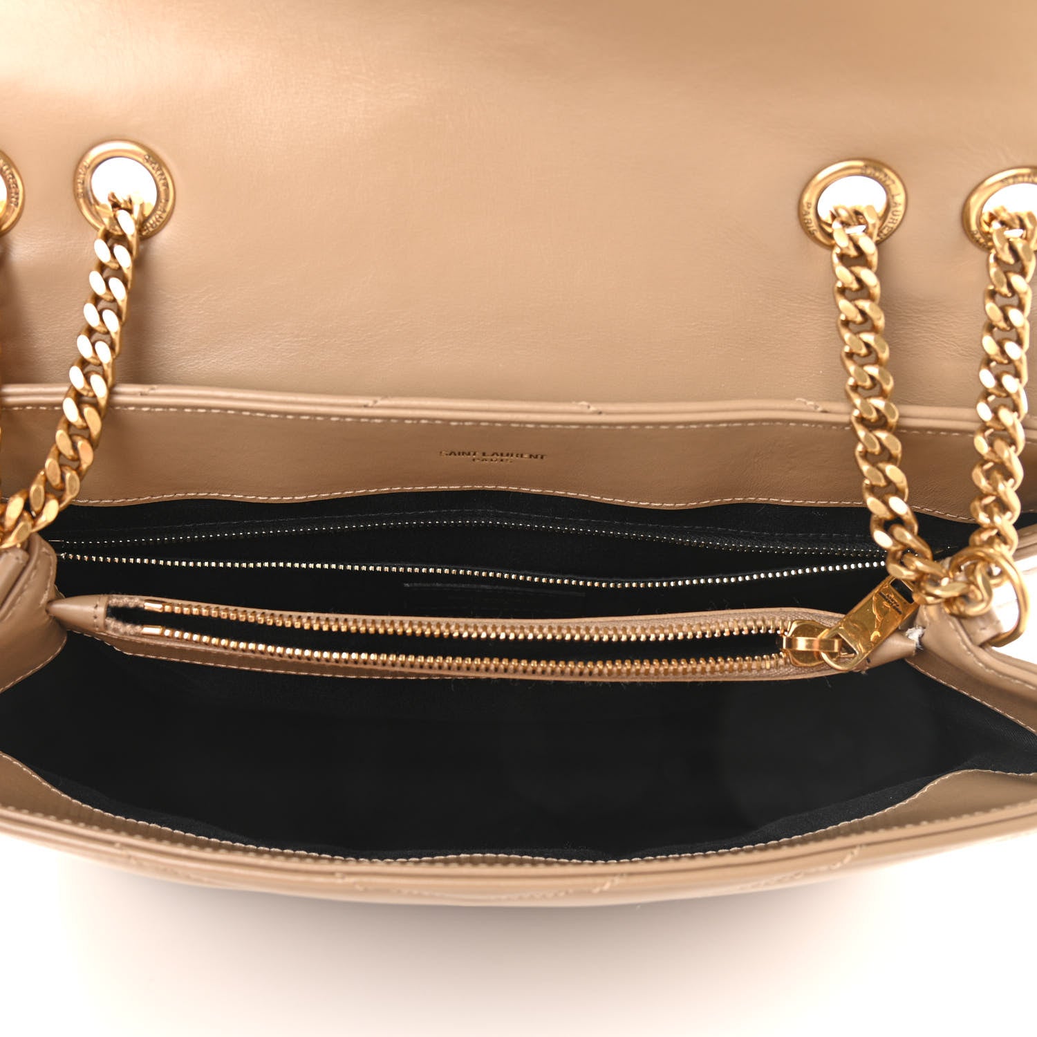 Saint Laurent Calfskin Y Quilted Monogram Medium Loulou Chain Satchel Dark Latte 5 of 10