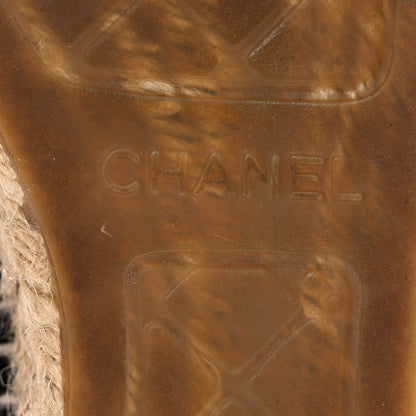 Chanel Velvet Grosgrain Quilted CC Espadrilles 35 Black 8 of 11