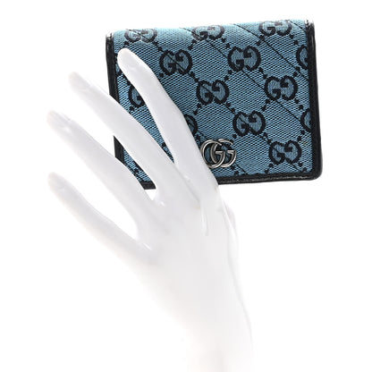 Gucci Monogram Multicolor Matelasse Diagonal GG Marmont Card Case Wallet Light Blue Pink Blue Hibiscus Red 2 of 7