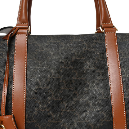 Celine Triomphe Canvas Calfskin Boston Bag Tan 7 of 9