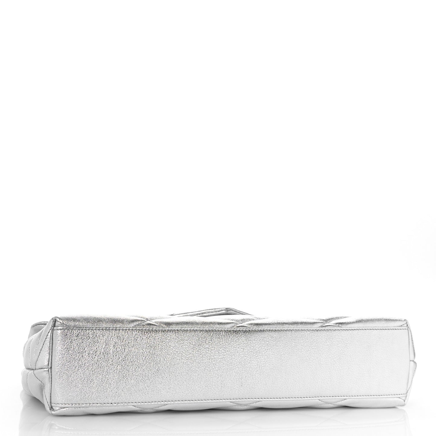 Metallic Lambskin Quilted Sade Puffer Envelope Clutch Argento