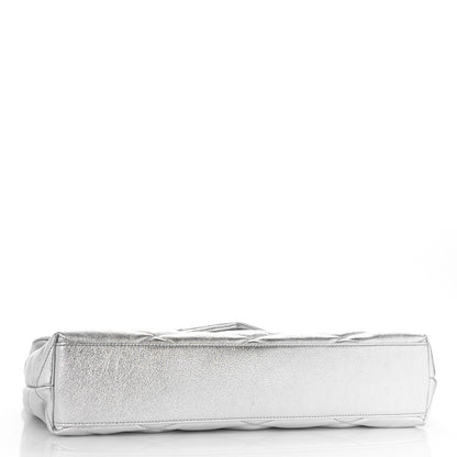 Saint Laurent Metallic Lambskin Quilted Sade Puffer Envelope Clutch Argento 4 of 11