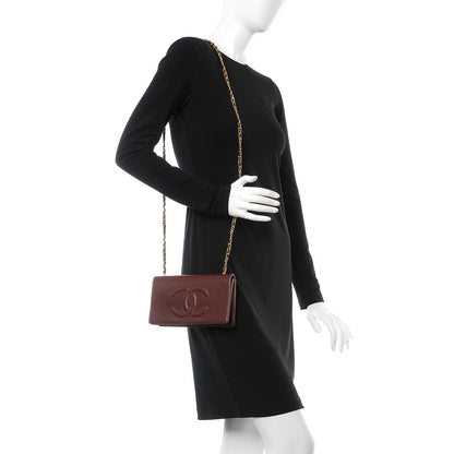 Chanel Caviar Timeless CC Wallet On Chain WOC Dark Brown 2 of 11