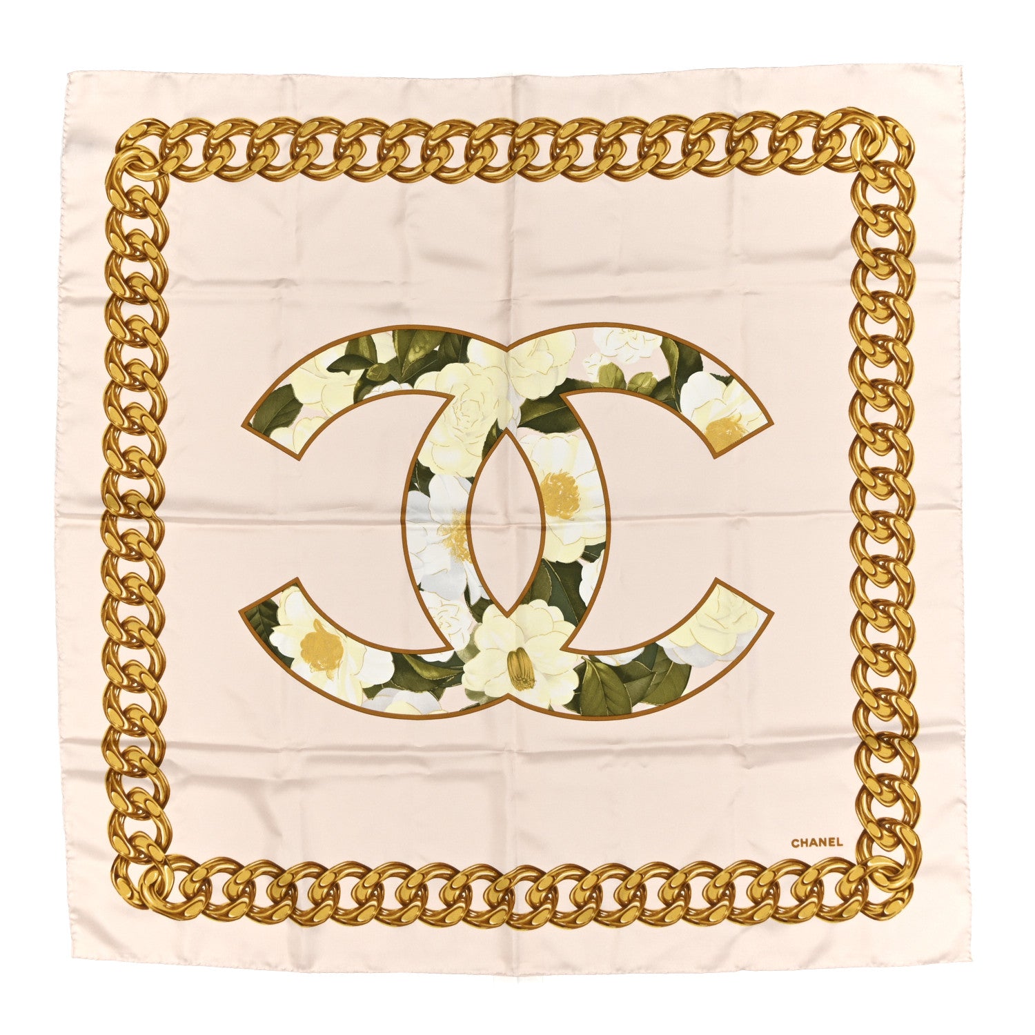 Chanel Silk CC Floral Chain Square Scarf Pink 1 of 3