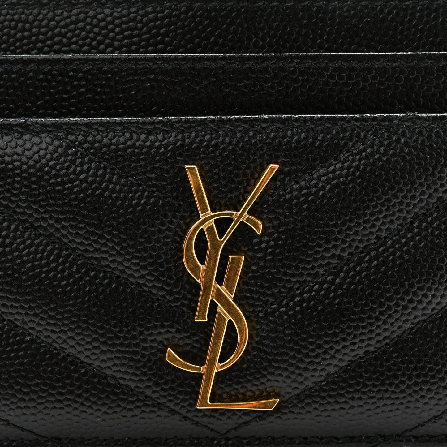 Grain De Poudre Matelasse Chevron Monogram Credit Card Case Black