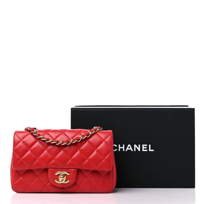 Chanel Lambskin Quilted Mini Rectangular Flap Red 14 of 14