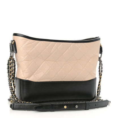 Chanel Aged Calfskin Quilted Medium Gabrielle Hobo Beige Black 3 of 10