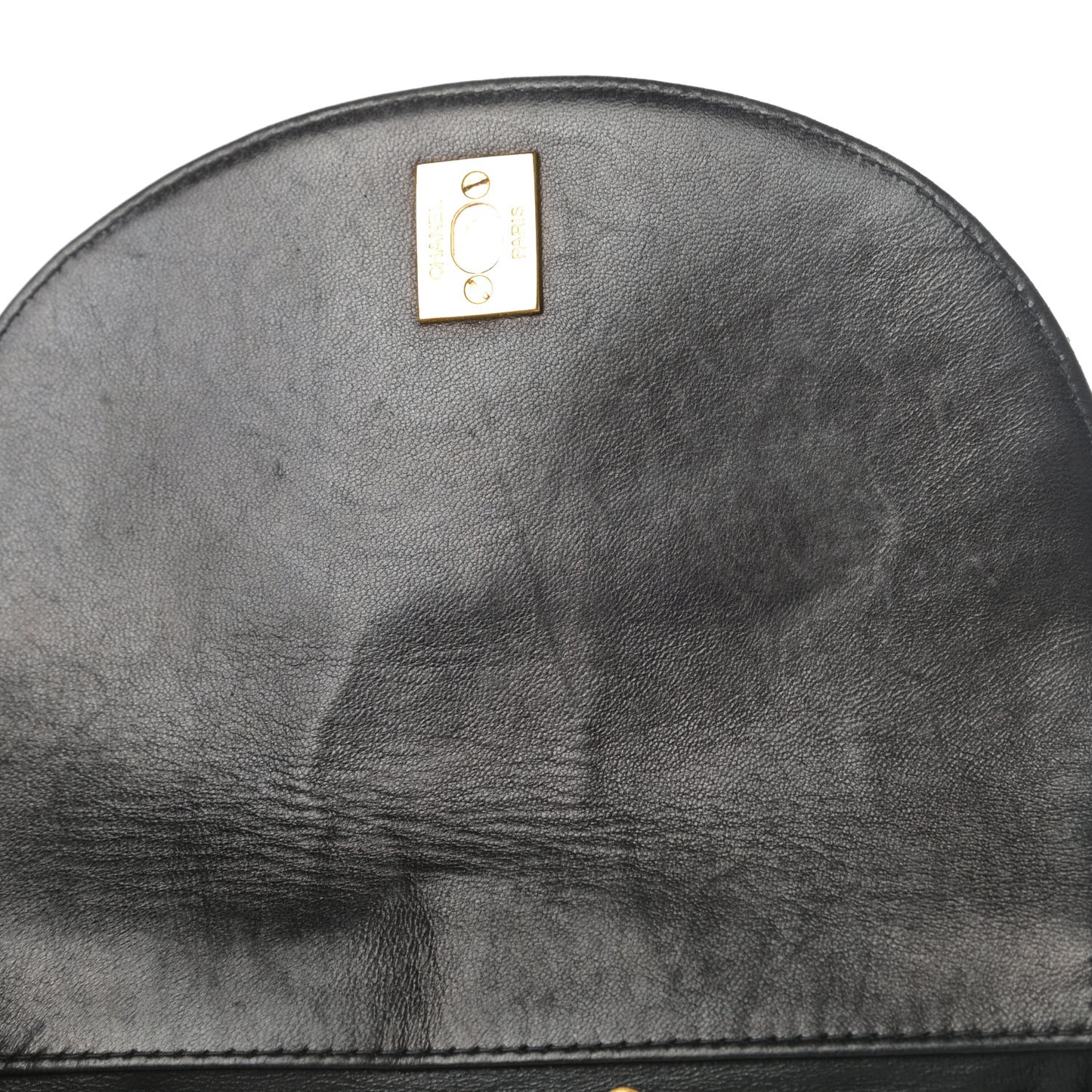 Lambskin Quilted Drawstring Backpack Black