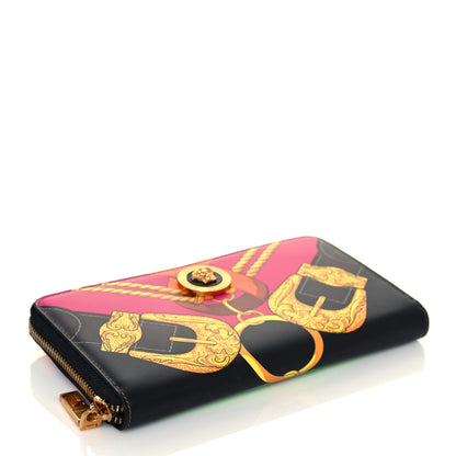 Versace Calfskin Medusa Barocco Rodeo Print Zip Around Wallet Black Multicolor 4 of 13
